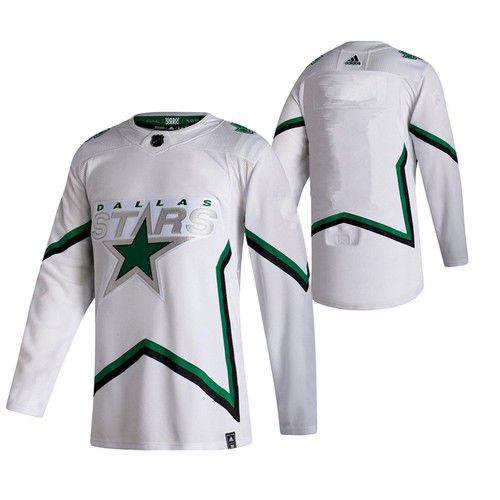 Men Dallas Stars Blank White NHL 2021 Reverse Retro jersey